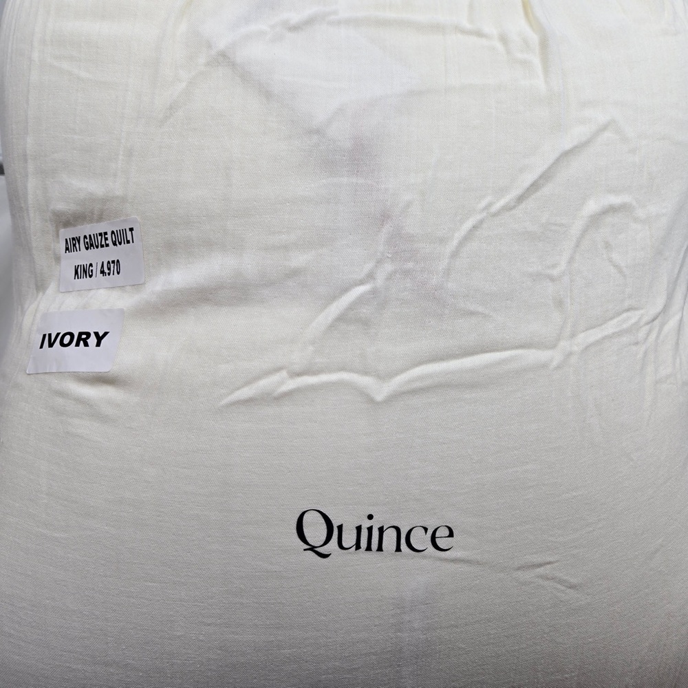 NWT QUINCE Organic Airy Gauze Dream Quilt King/Cal King Ivory 6934 - Picture 8 of 12